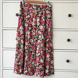Rare Sézane Jupe Raphaelle Floral Print pink green Women's midi Skirt size 36